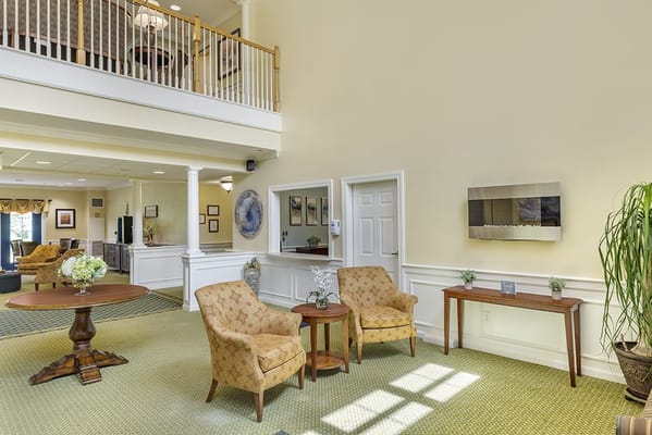 Bright and welcoming lobby area with seating
