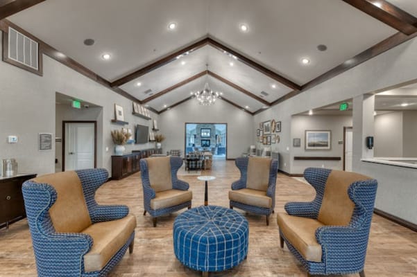 Interior view of a common area with seating