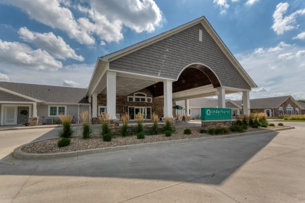 Front entrance of Cedarhurst assisted living facility