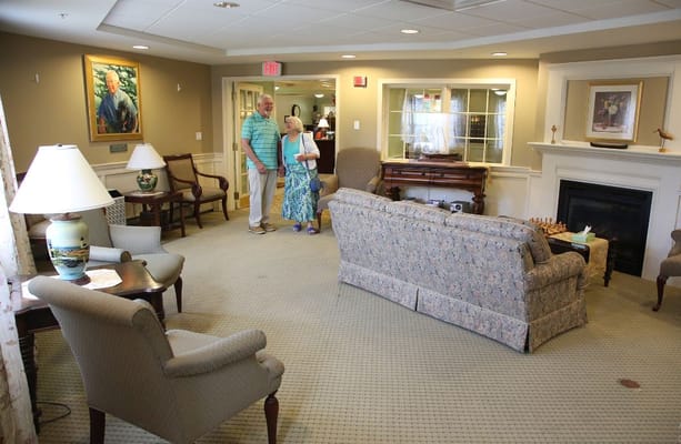 Residents interacting in a common area of the facility