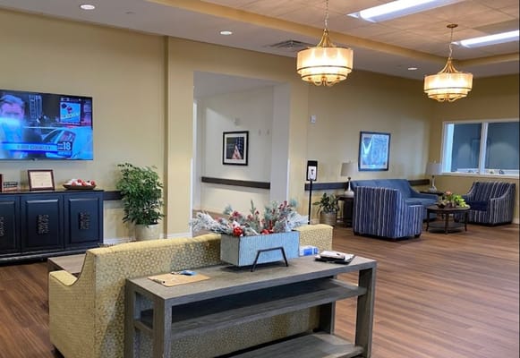 Cozy living room with seating and a television