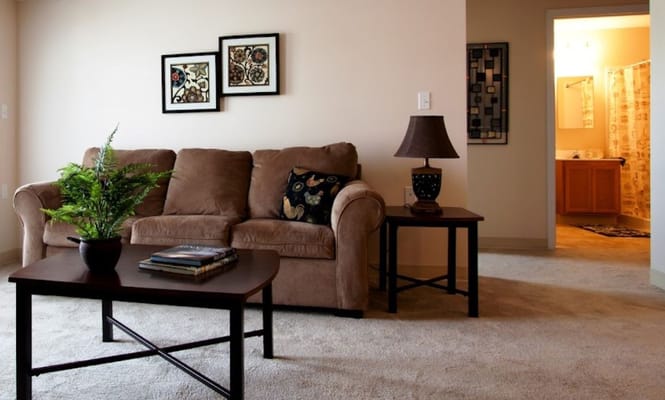 Cozy living room setting in a senior living facility
