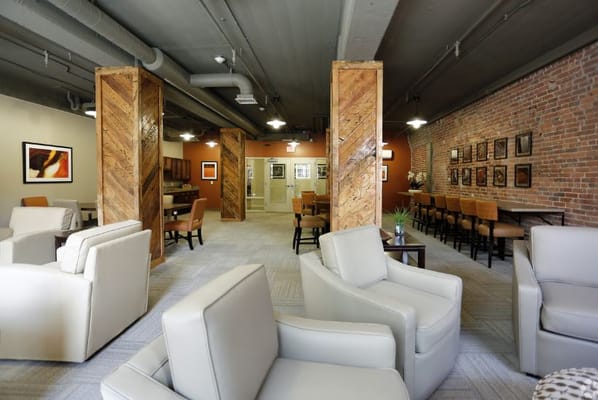 Interior view of a common area with seating