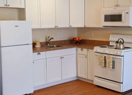 Bright kitchen in a resident's apartment
