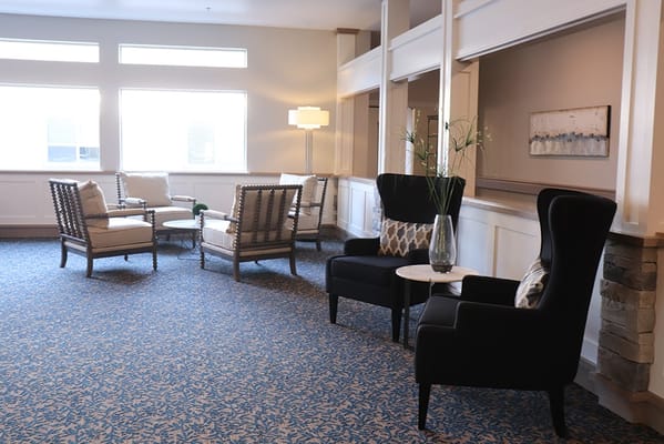 Bright common area with comfortable seating