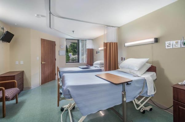 Interior view of a double-occupancy patient room