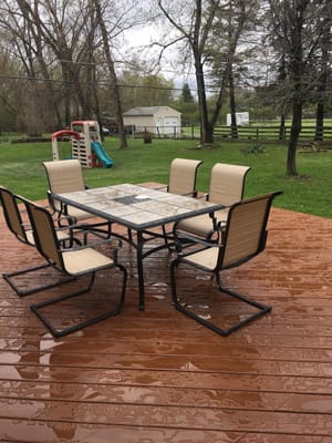 Outdoor dining set on a patio