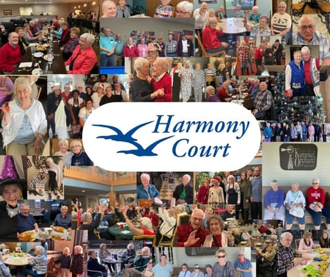 Facility logo with various resident activities displayed