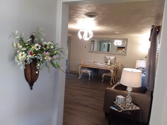 Interior view of a common area with decorative elements