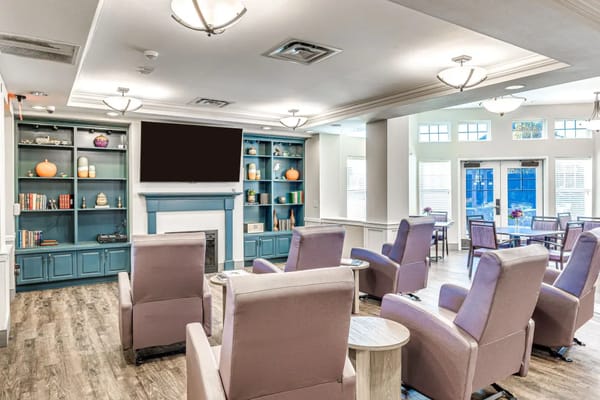 Bright and welcoming common area with seating