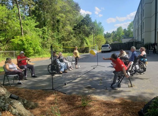 Residents engaging in a fun outdoor activity