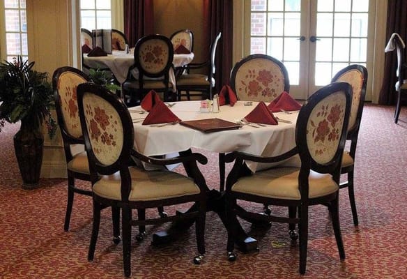 Dining area with elegantly set table
