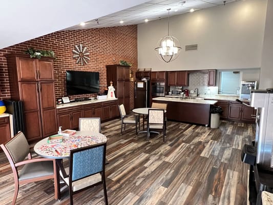 Interior view of a common area with kitchen