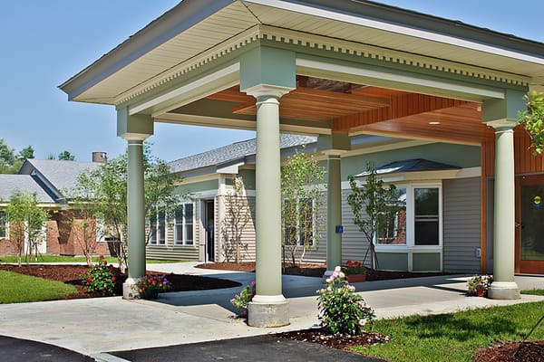 Front entrance of Oak Grove Center with landscaping
