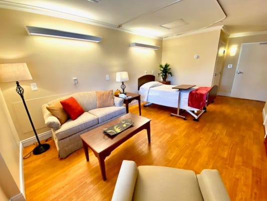 A private resident room with modern furnishings