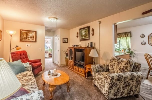 Cozy living area in a senior living facility