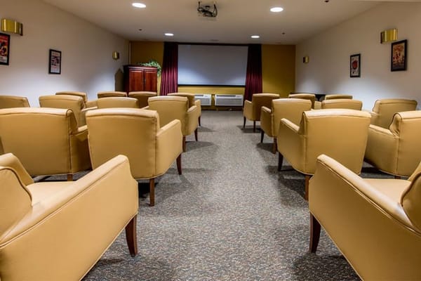 Interior view of a cinema room with seating