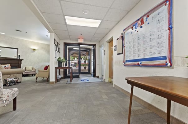 Interior view of a hallway in a senior living facility