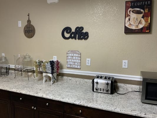Cozy coffee station in a facility kitchen
