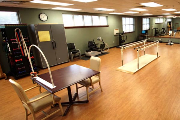Interior view of a therapy area with equipment