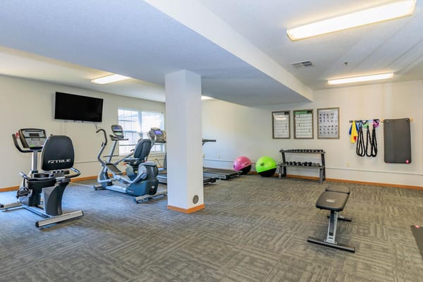 Interior gym area with exercise equipment