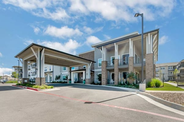Main entrance of Sage Cobblestone senior living facility