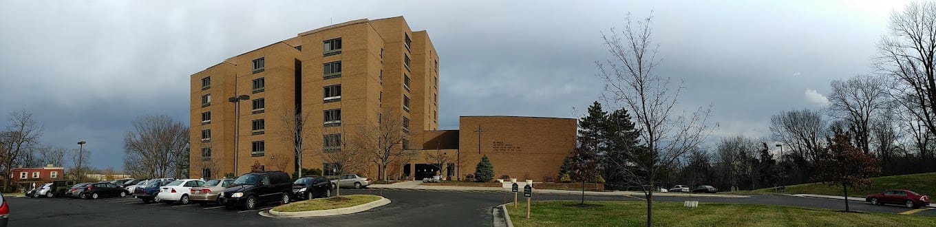 Panoramic view of the Seven Acres Senior Living building