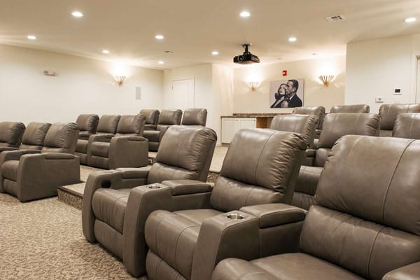 Comfortable seating in the theater room
