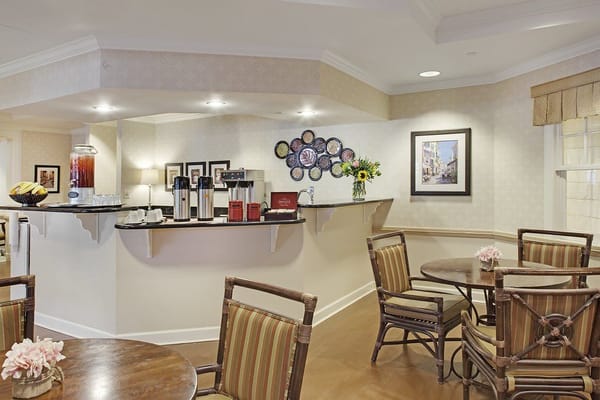 Cozy dining area with tables and decor
