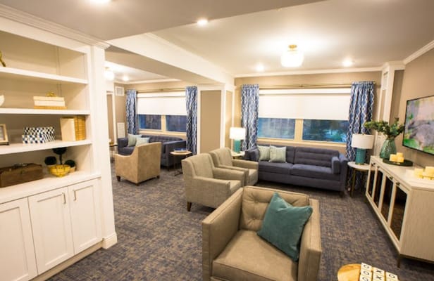 Inviting lounge area with comfortable seating and natural light