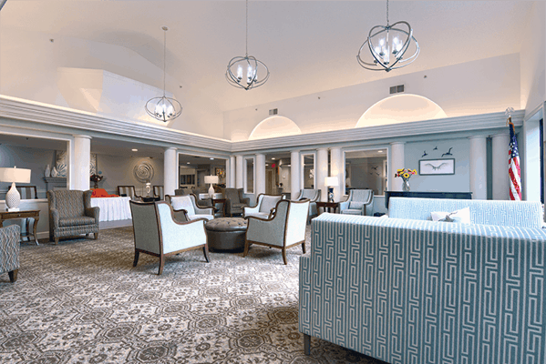 Lounge area with comfortable seating and elegant decor