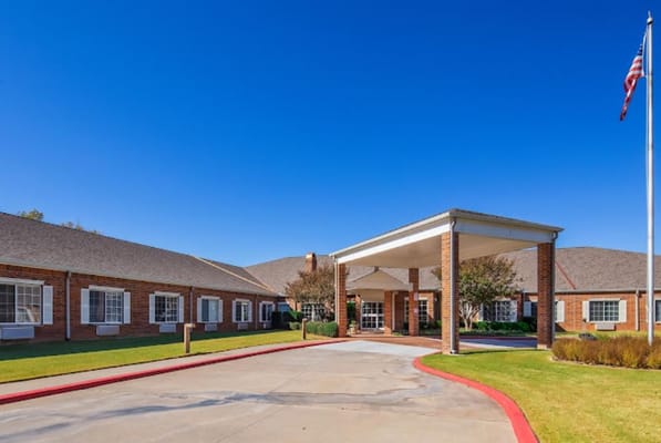 View of the entrance to The Gardens at Rivermont senior living facility