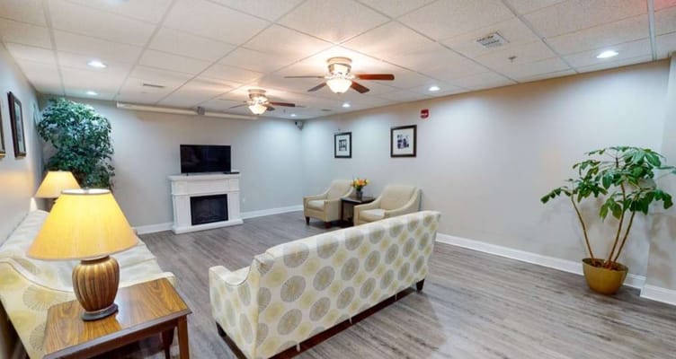 Common area with seating and plants