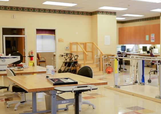 Interior view of a therapy space with equipment