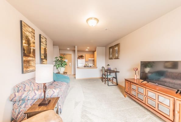 Interior living space with furniture and décor