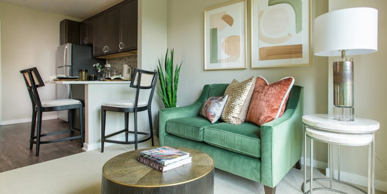A cozy, well-decorated living space in a senior facility