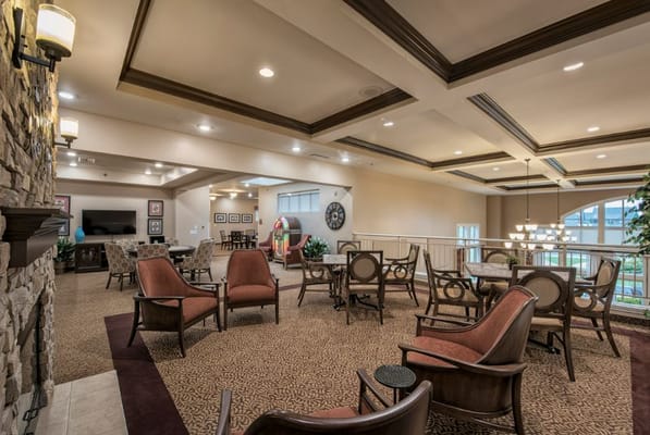 Cozy lounge area with seating and decor