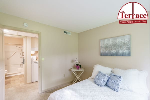 Interior view of a private resident room at The Terrace