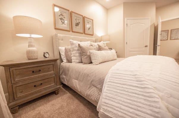 Cozy private room with a neatly made bed