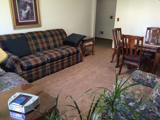 Cozy common area with plush seating and decor