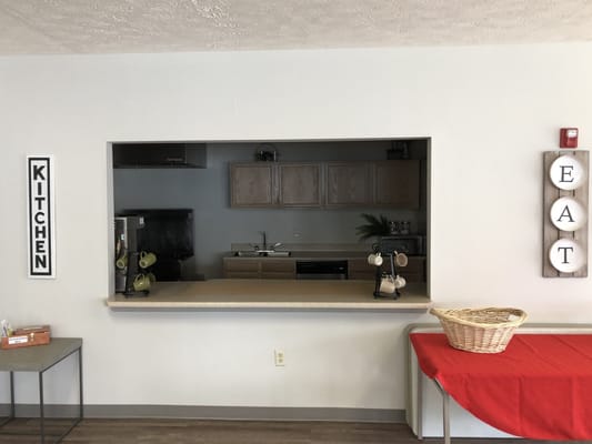 Interior view of a kitchen space with decor
