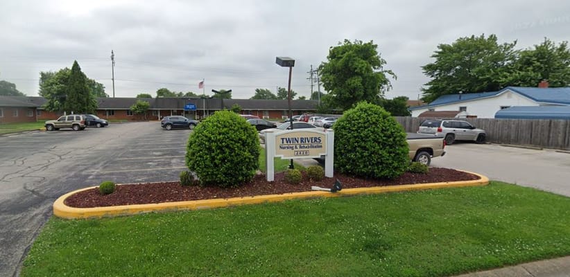Exterior view of Twin Rivers Nursing and Rehab Center entrance