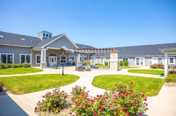 Beautiful outdoor view of the facility with landscaped gardens