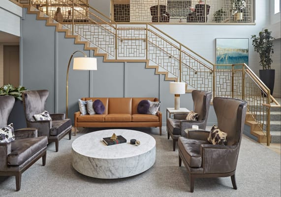 Stylish interior lounge area with modern furniture