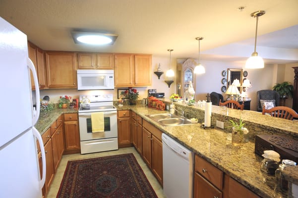 Bright kitchen area in a senior living facility