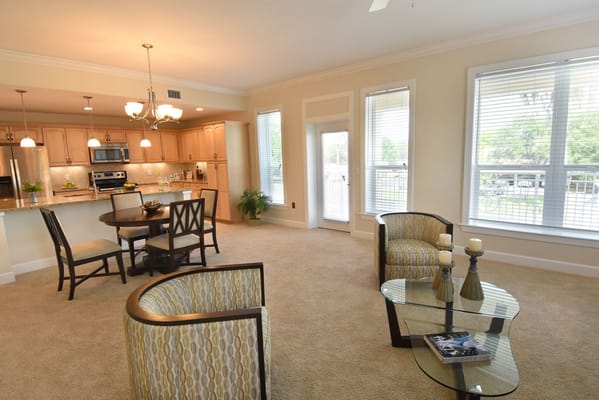 Bright interior living space with modern furniture