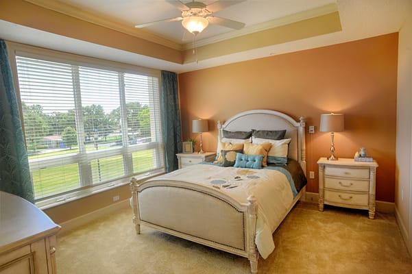 Cozy resident room with bed and window view
