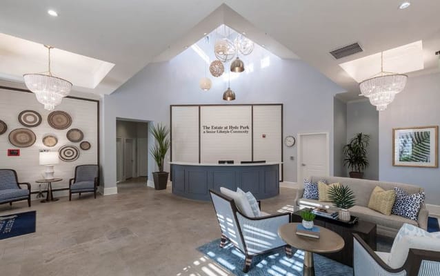 Modern common area with seating and reception