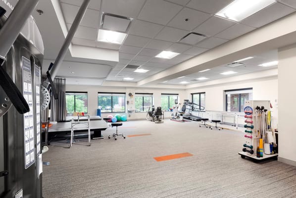 Inside view of a therapy and activity room with equipment