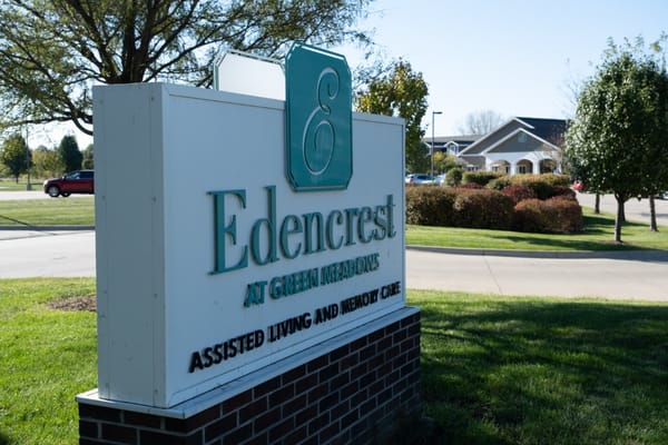 Signage for Edencrest at Green Meadows assisted living facility